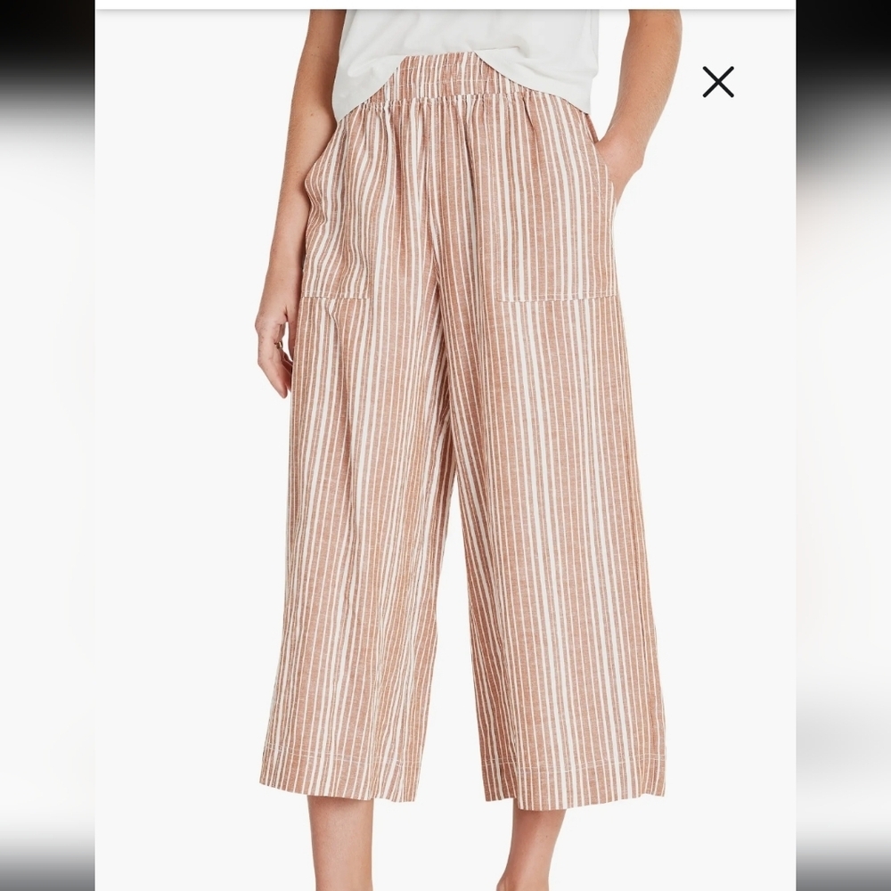 Splendid Eden Cropped Striped Flowy Wide Leg Pants MINIMALIST Normcore